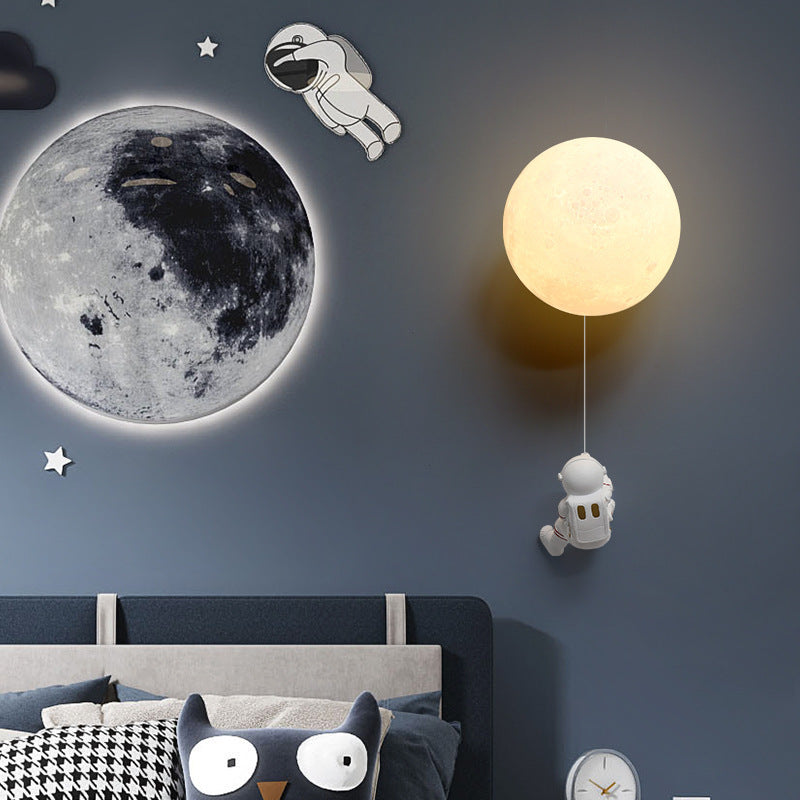 Aria Modern Moon LED Indoor Wall Lamp White Resin Kid's Room