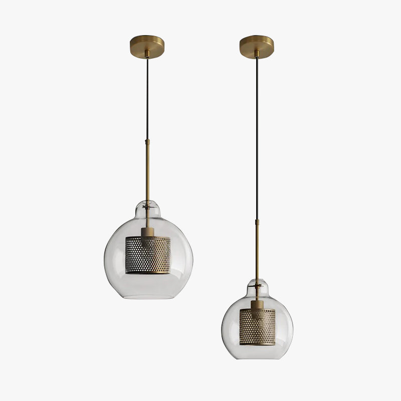 Hessa Contemporary Gold Glass Pendant Light with Globe or Cylinder Shade