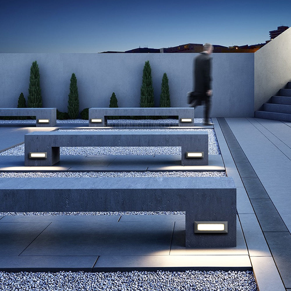 Ray Modern Rectangular Metal Outdoor Deck & Step Light - Black
