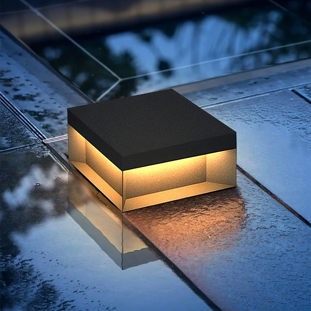 Elow Solar-Powered Modern Square Outdoor Post Lamps