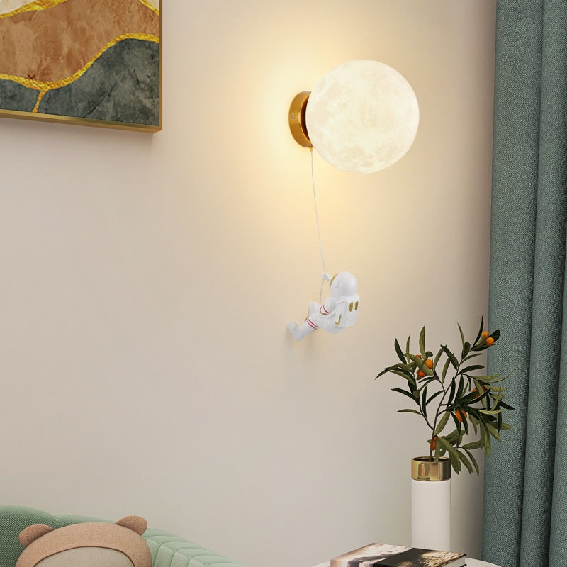 Aria Modern Moon LED Indoor Wall Lamp White Resin Kid's Room