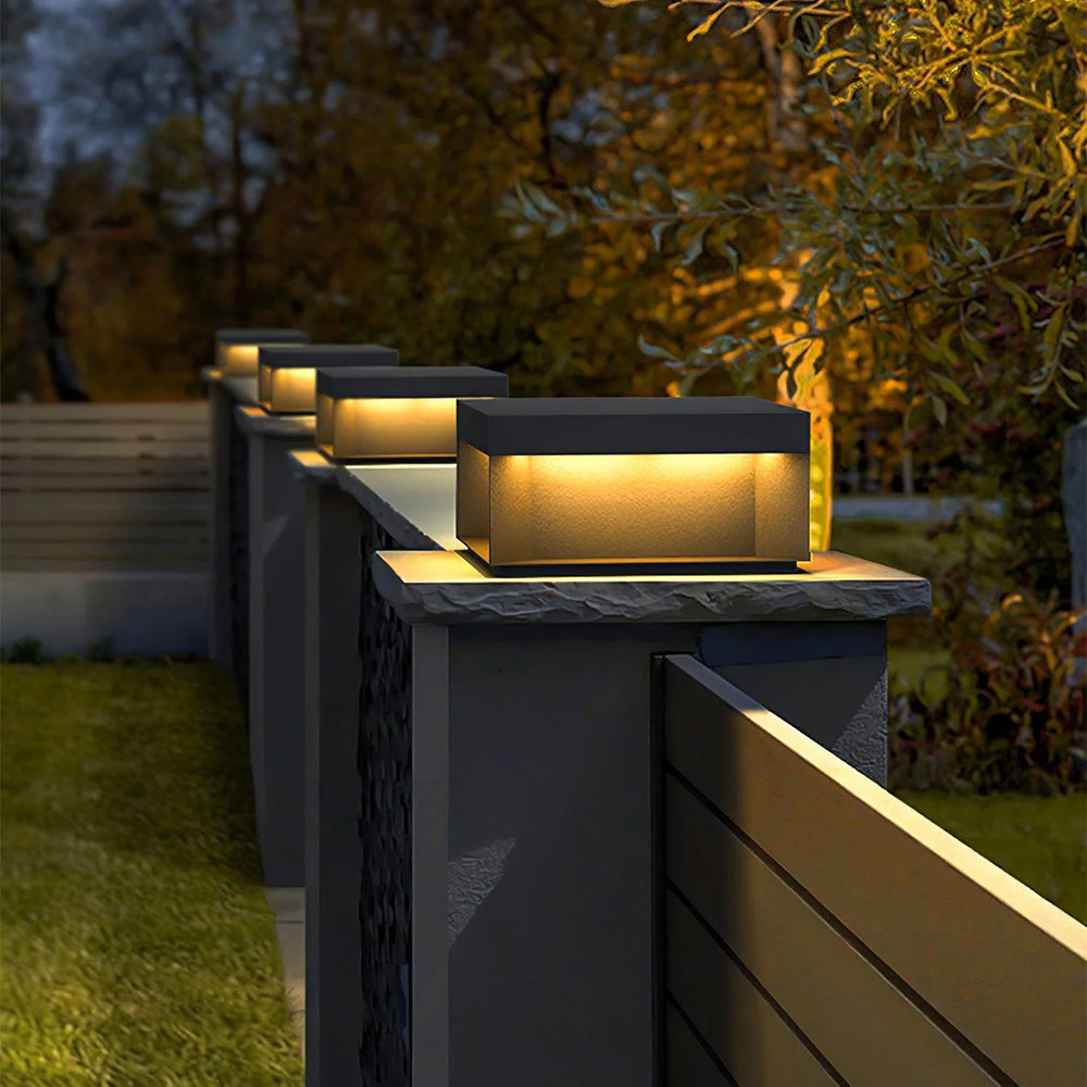 Elow Solar-Powered Modern Square Outdoor Post Lamps
