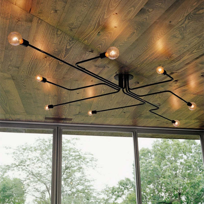 Arisha Modern Industrial Minimalist Black Metal Ceiling Light