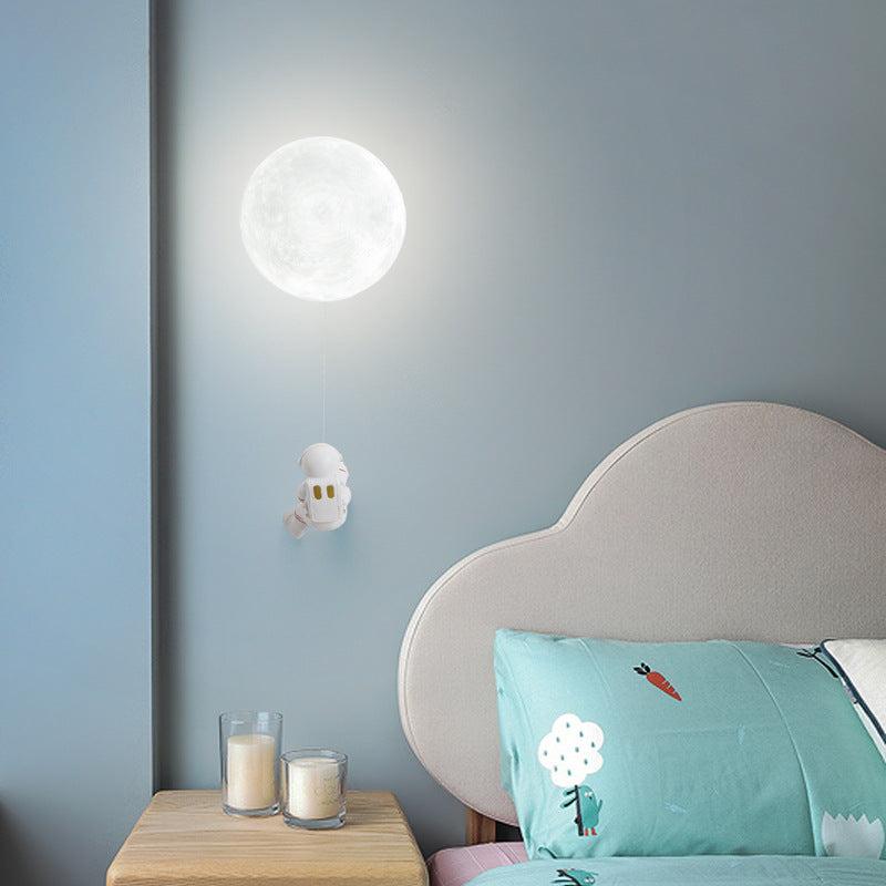 Aria Modern Moon LED Indoor Wall Lamp White Resin Kid's Room