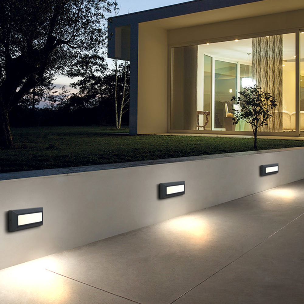 Ray Modern Rectangular Metal Outdoor Deck & Step Light - Black