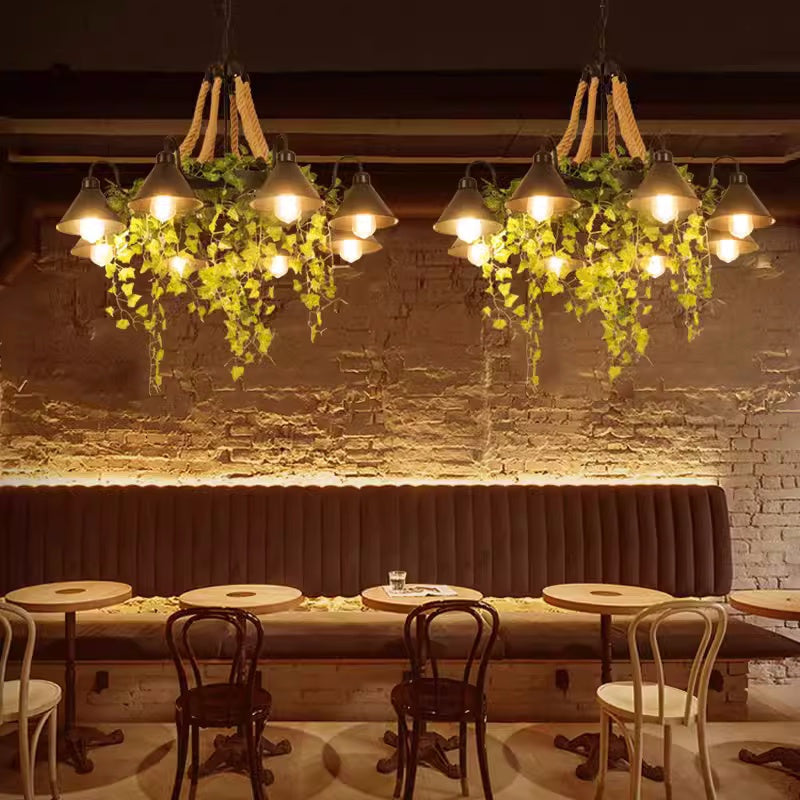 Arisha Retro Black Metal LED Chandelier for Restaurants, Bars & Living Rooms