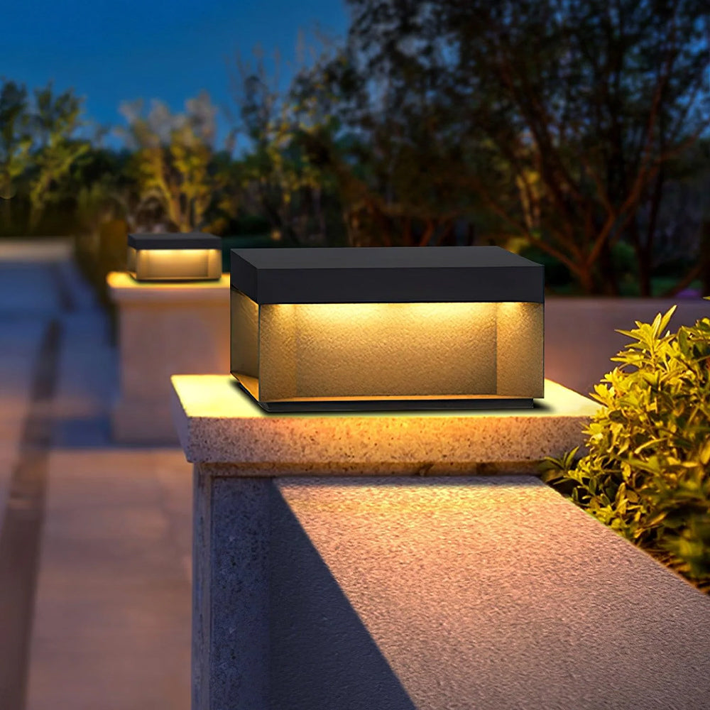 Elow Solar-Powered Modern Square Outdoor Post Lamps