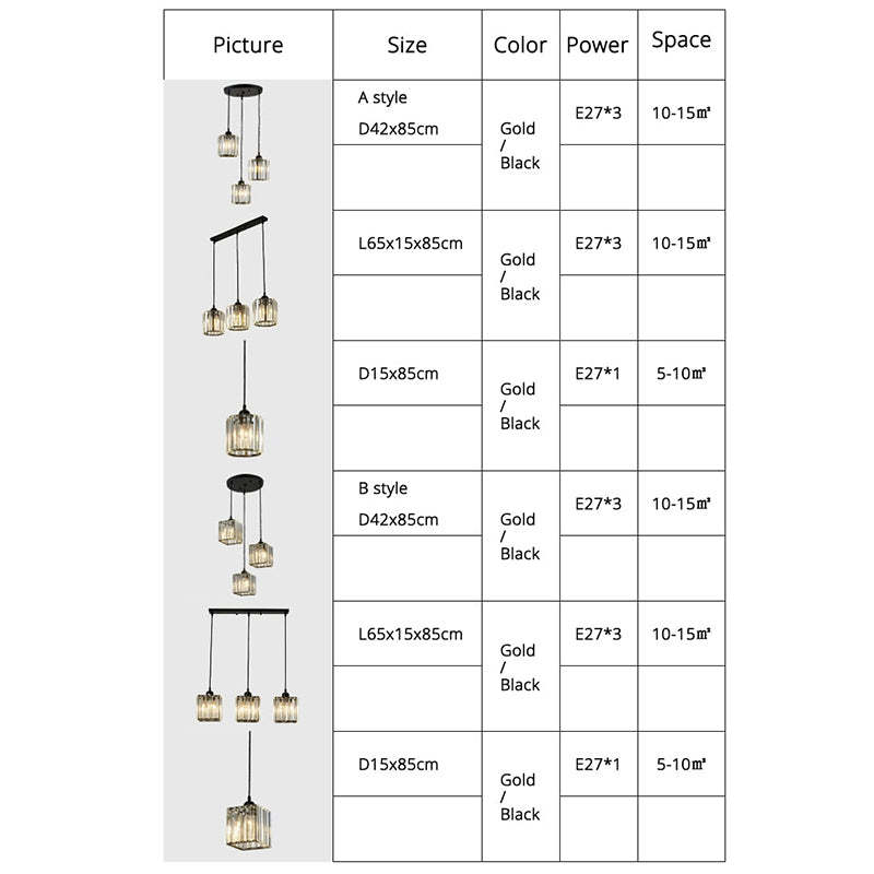 Vina Modern Clustered Cylinder Glass Pendant Light in Black and Gold