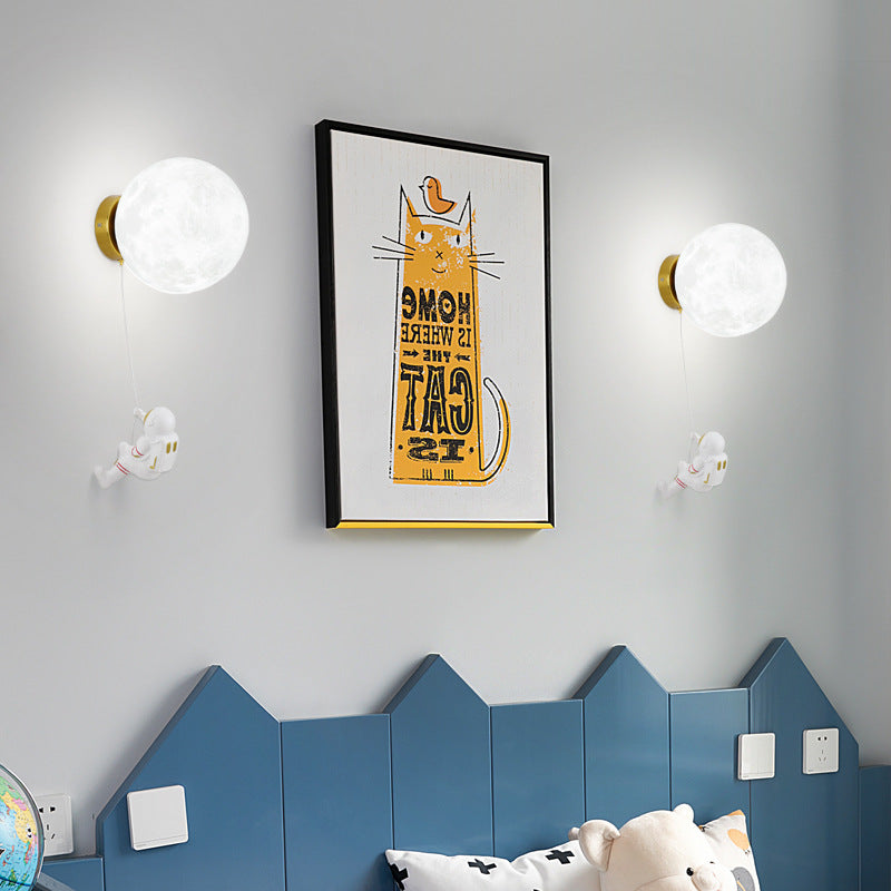 Aria Modern Moon LED Indoor Wall Lamp White Resin Kid's Room