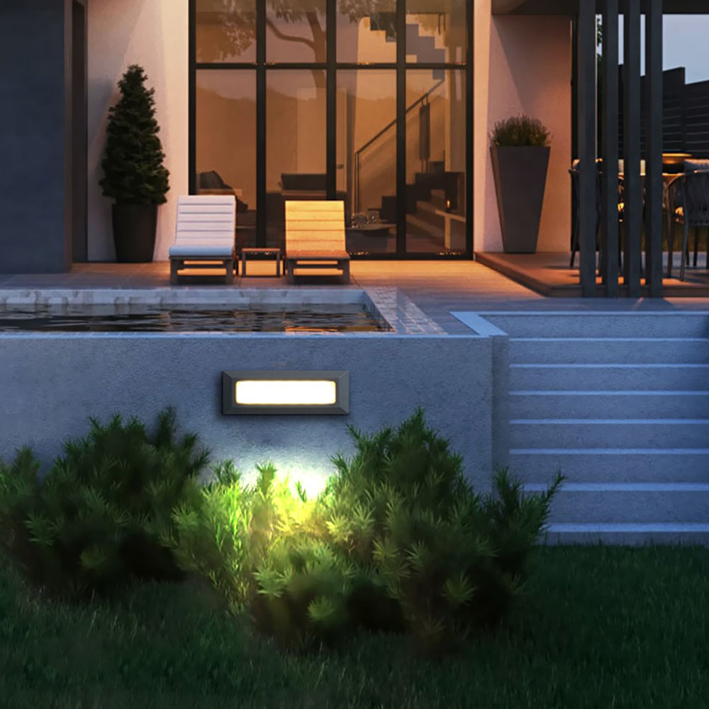 Ray Modern Rectangular Metal Outdoor Deck & Step Light - Black