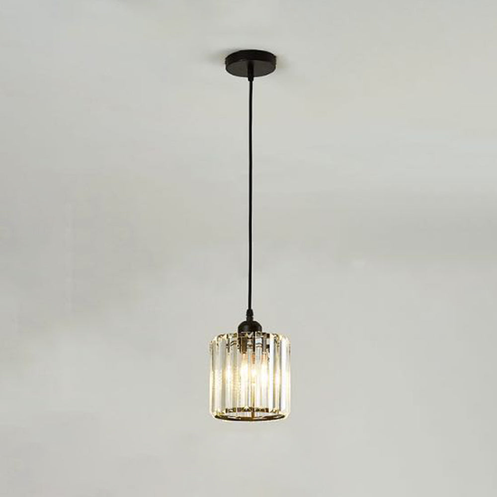 Vina Modern Clustered Cylinder Glass Pendant Light in Black and Gold