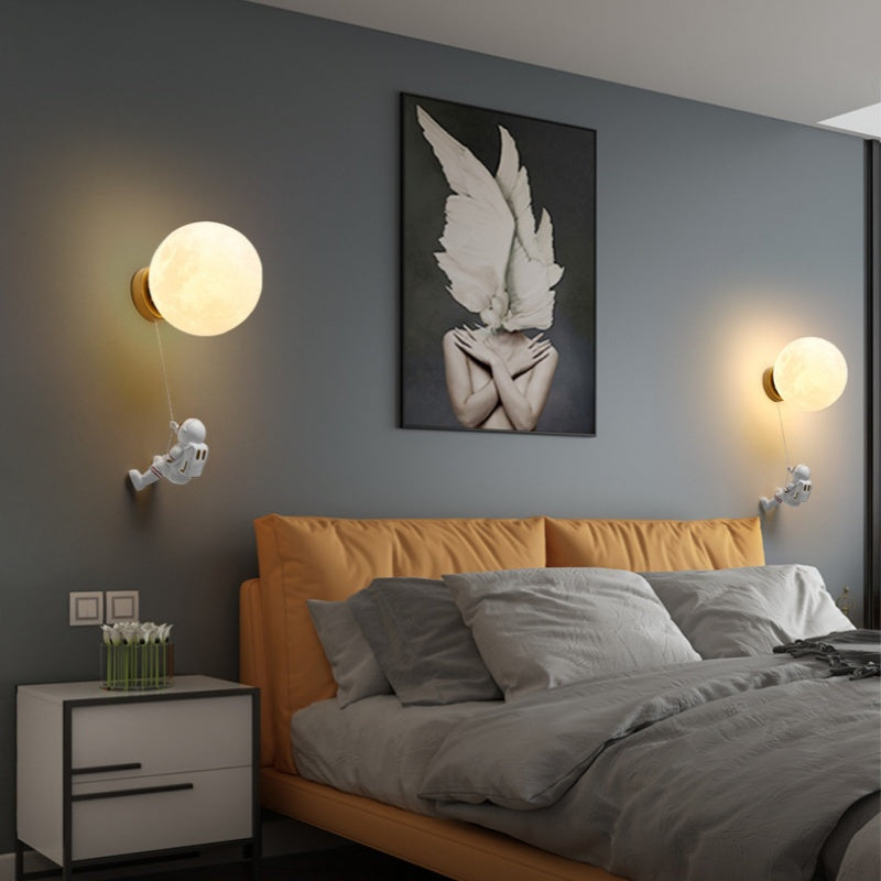 Aria Modern Moon LED Indoor Wall Lamp White Resin Kid's Room