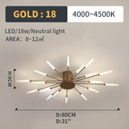 Wesley Fireworks Flush-Mount Ceiling Light in Black/Gold