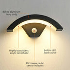 Elvon Nordic Arc Waterproof Outdoor LED Wall Lamp - Black