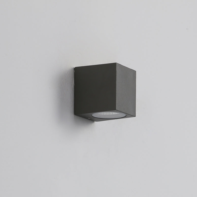 Tavon Minimalist Square Outdoor Wall Lamp in Black Metal