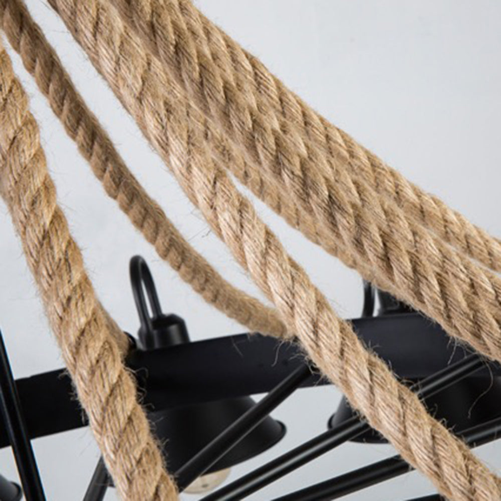 Epoch Vintage Industrial Rope Chandelier for Living Room Lighting