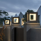 Ray Contemporary Black Metal LED Cube Outdoor Lamps