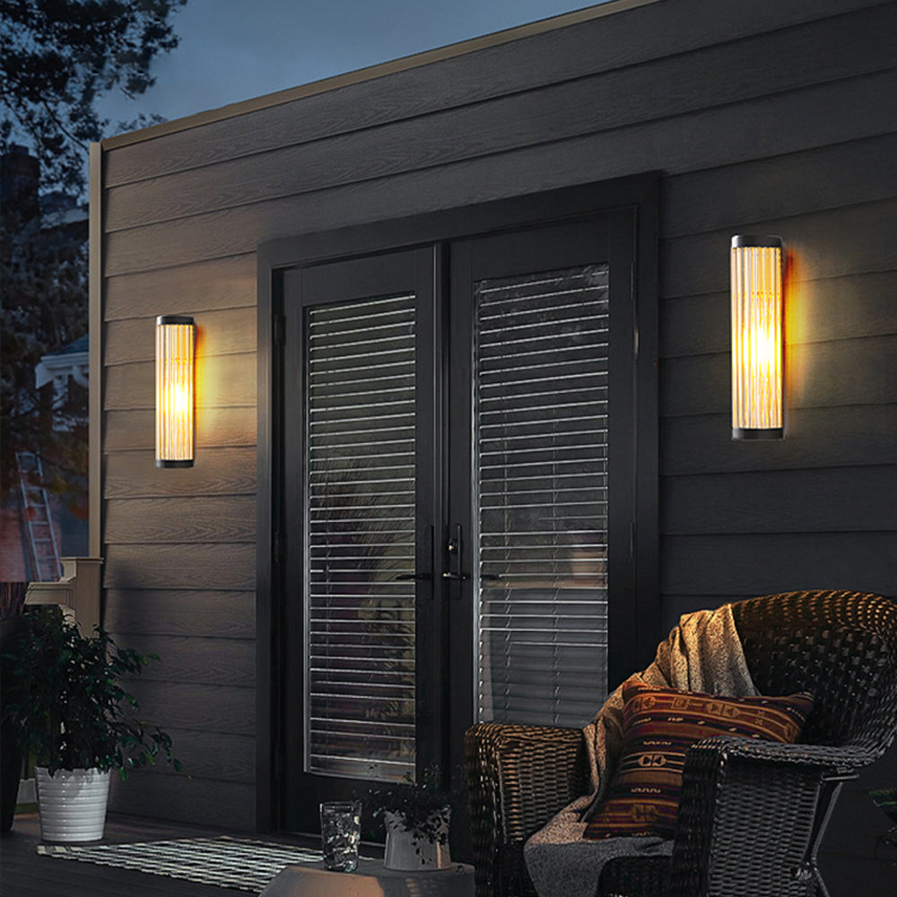 Yoru Modern Black Semi-Cylindrical Outdoor Wall Lamp, Metal & Glass