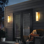 Yoru Modern Black Semi-Cylindrical Outdoor Wall Lamp, Metal & Glass