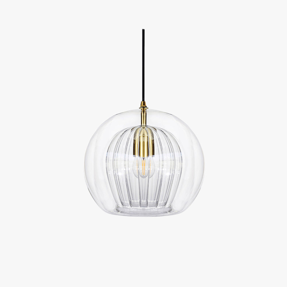 Juni Glas Globe Pendelleuchte Klar & Bernstein