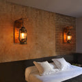 Lyros Rustic Wooden Lantern Wall Sconce