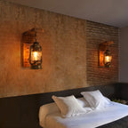 Lyros Rustic Wooden Lantern Wall Sconce