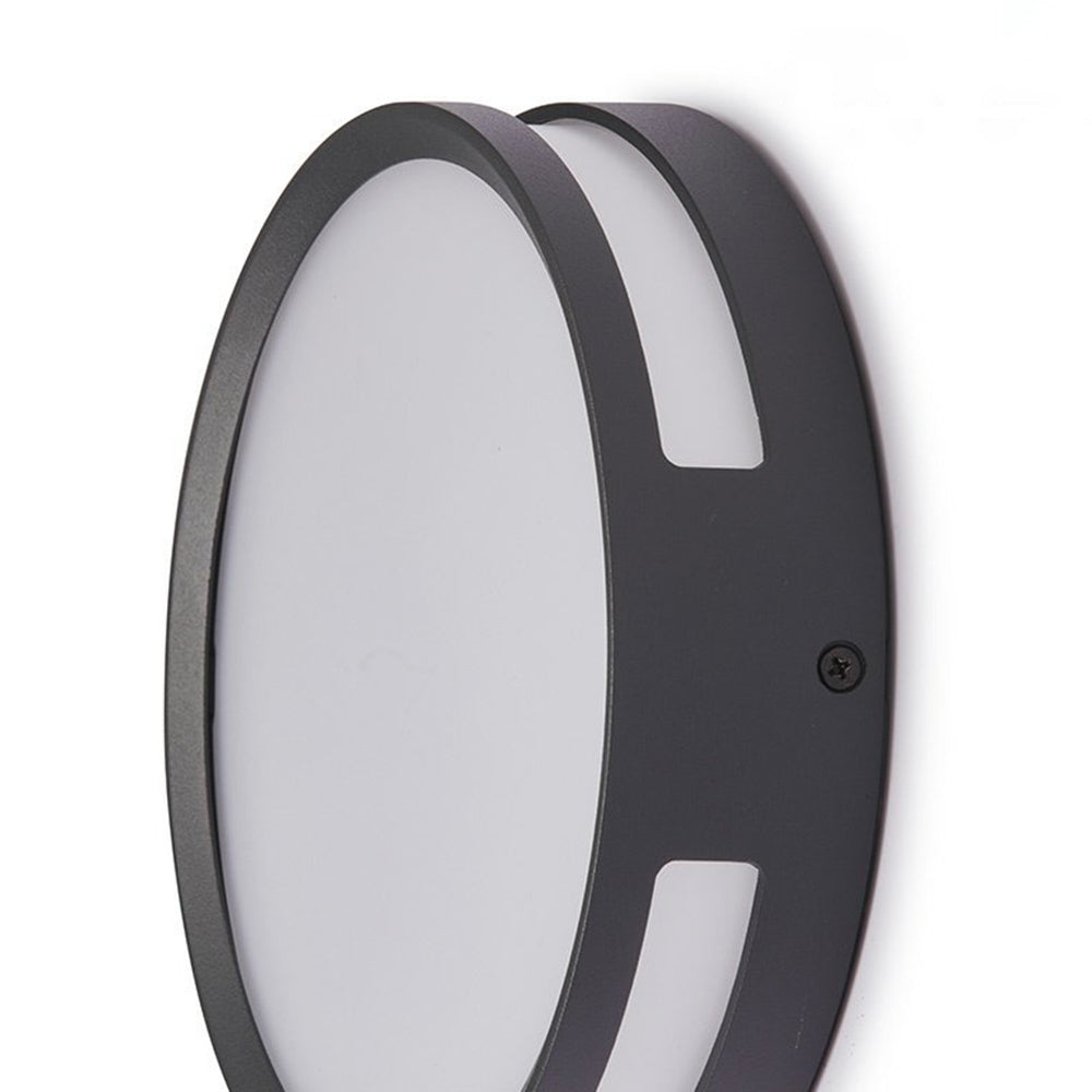 Ray Modern Round Metal Outdoor Waterproof Wall Lamp - Black