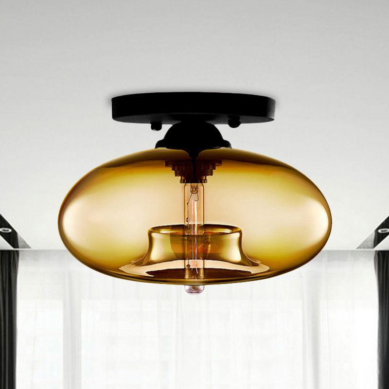 Valentina Art Deco Industrial Globe Flush-Mount Ceiling Light for Living Room