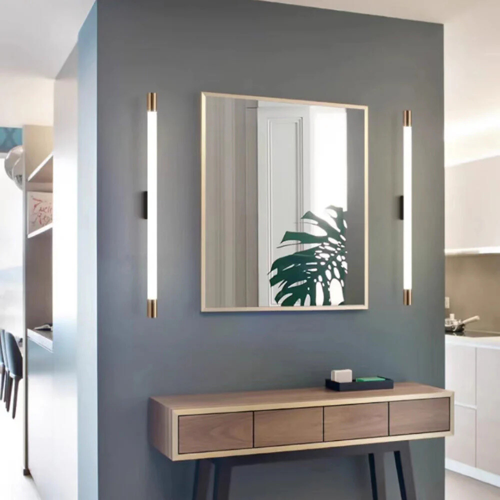 Arisha Modern Gold Mirror Front Vanity Wall Lamp, Metal/
