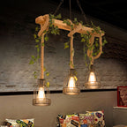 Epoch Vintage Farmhouse Caged Wood Beam Pendant Light, 3- or 5-Light