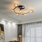 Valentina Black/Gold Glass Flush-Mount Ceiling Light for Dining Room