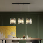 Vina Modern Clustered Cylinder Glass Pendant Light in Black and Gold