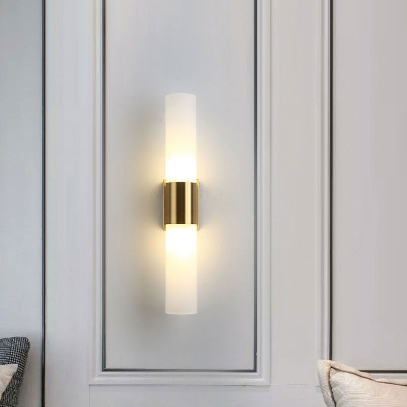 Arisha Modern Two-Light Metal & Glass Vanity Wall Sconce, Black and Gold Finish