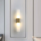 Arisha Modern Two-Light Metal & Glass Vanity Wall Sconce, Black and Gold Finish