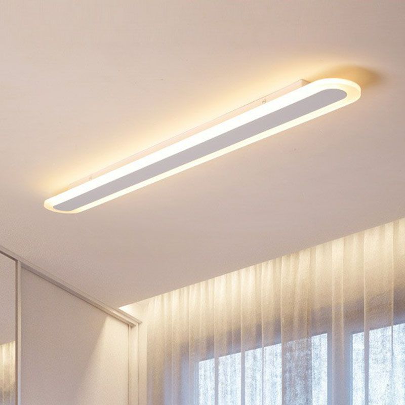 Arisha Minimalist Oval Linear Flush-Mount Ceiling Light in White or Coffee