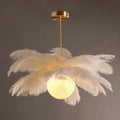 O'Moore Elegant Contemporary Ostrich Feather Chandelier - White