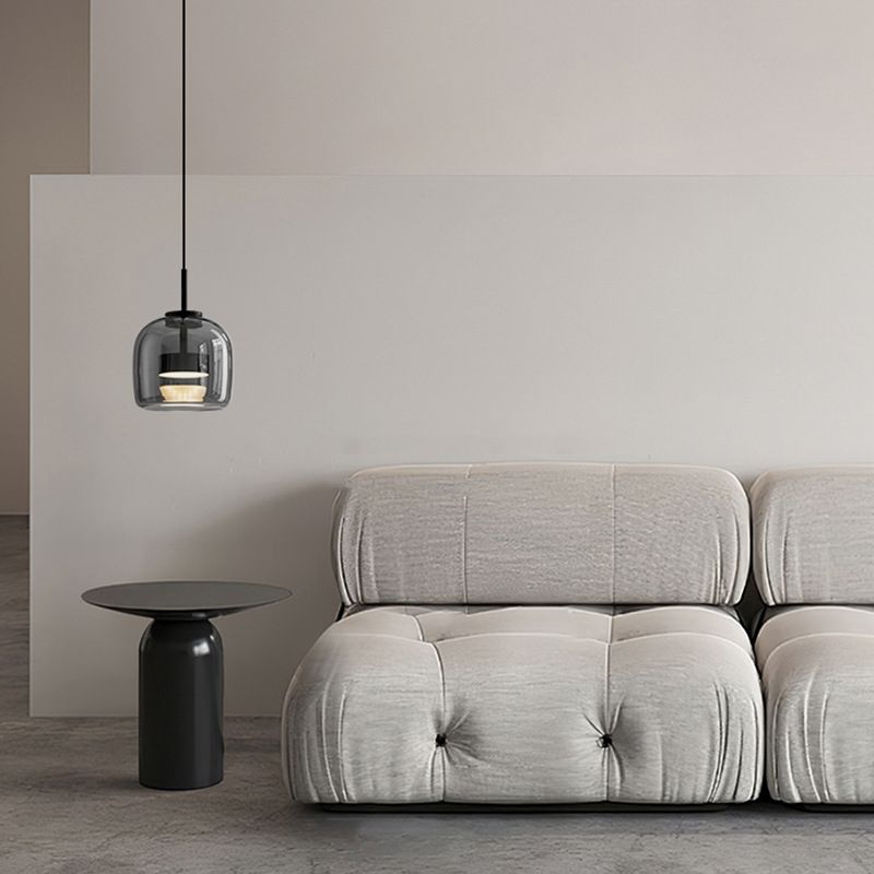 June Minimalist Pendant Light in Smoke Gray Glass