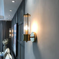 Kristy Cylindrical Gold Glass & Metal Vanity Wall Sconce