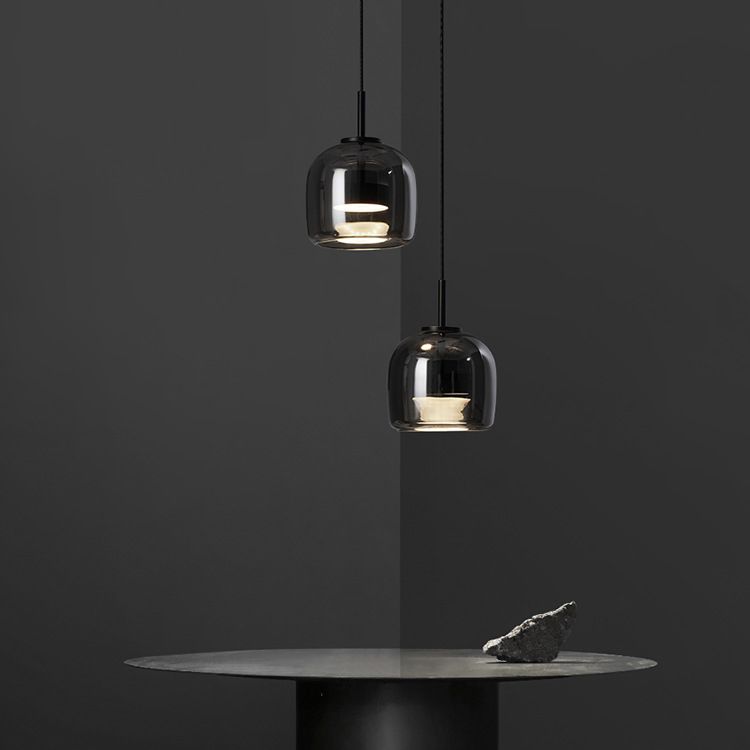 June Minimalist Pendant Light in Smoke Gray Glass