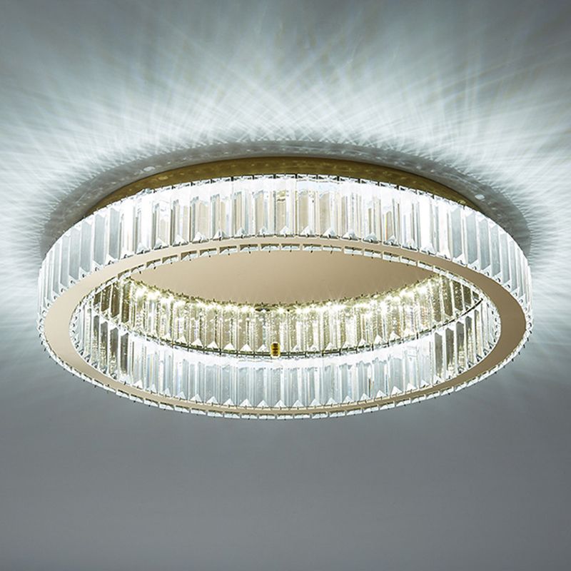 Kristy Modern Art Deco Round Crystal Flush-Mount Ceiling Light in Gold