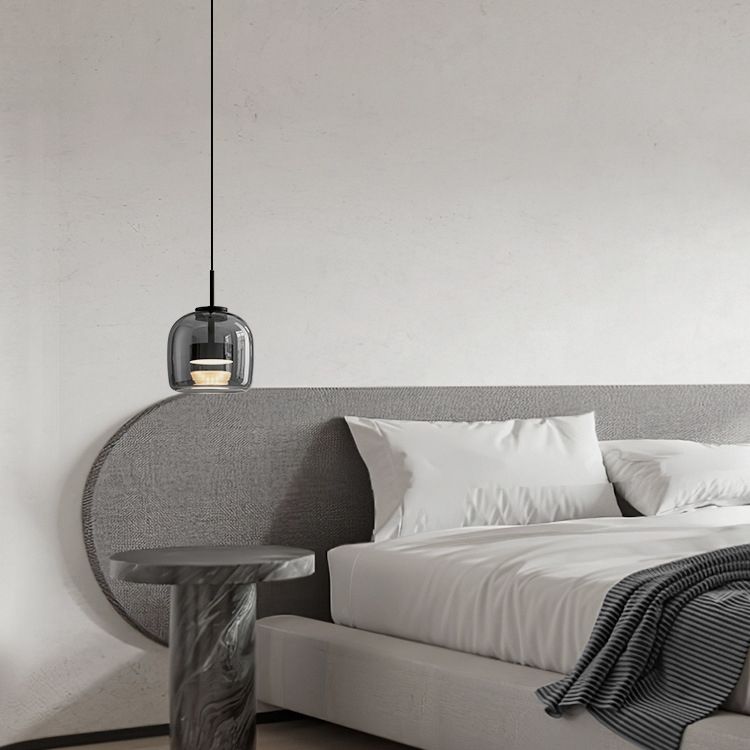 June Minimalist Pendant Light in Smoke Gray Glass