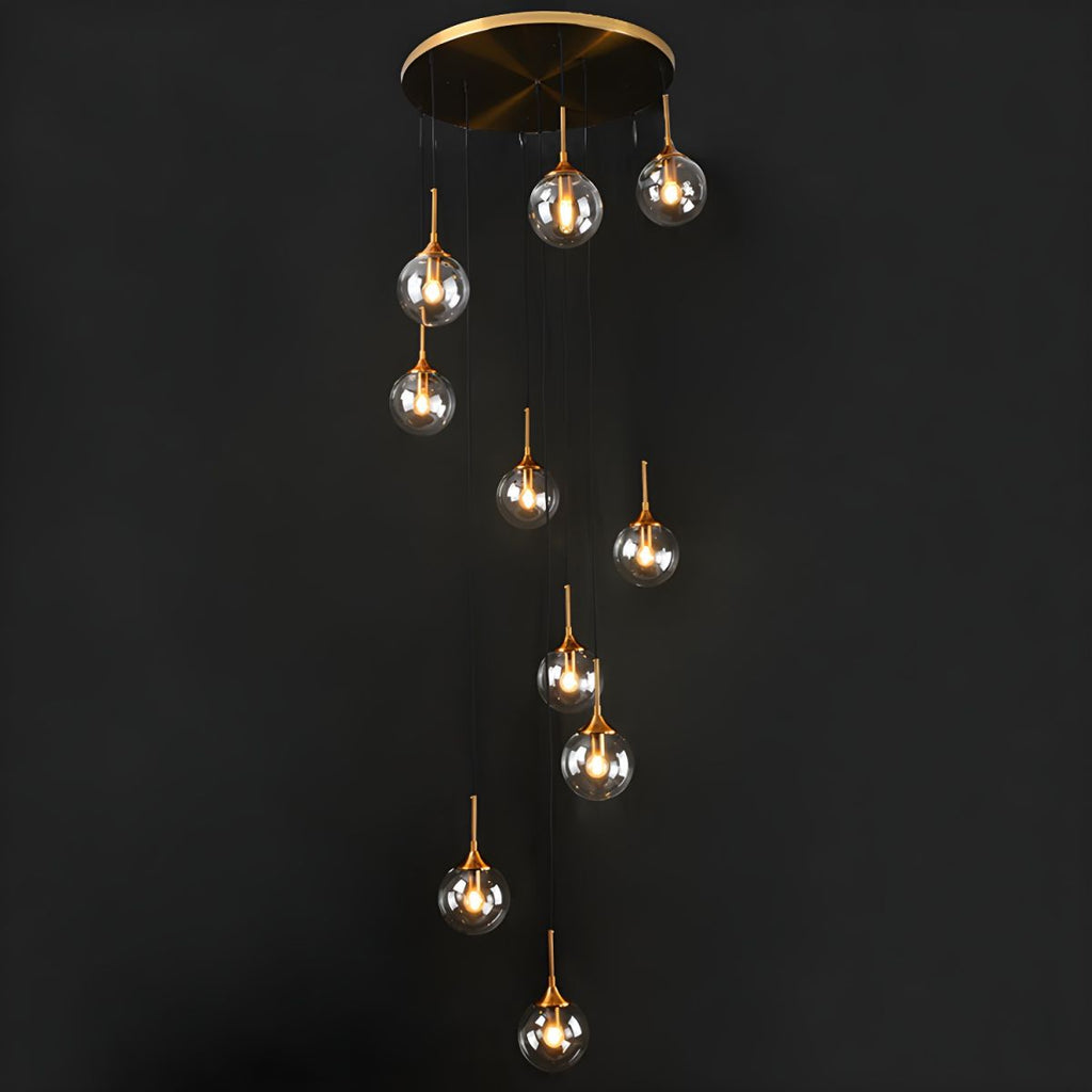 Valentina Modern Spiral Ball Glass Staircase Chandelier