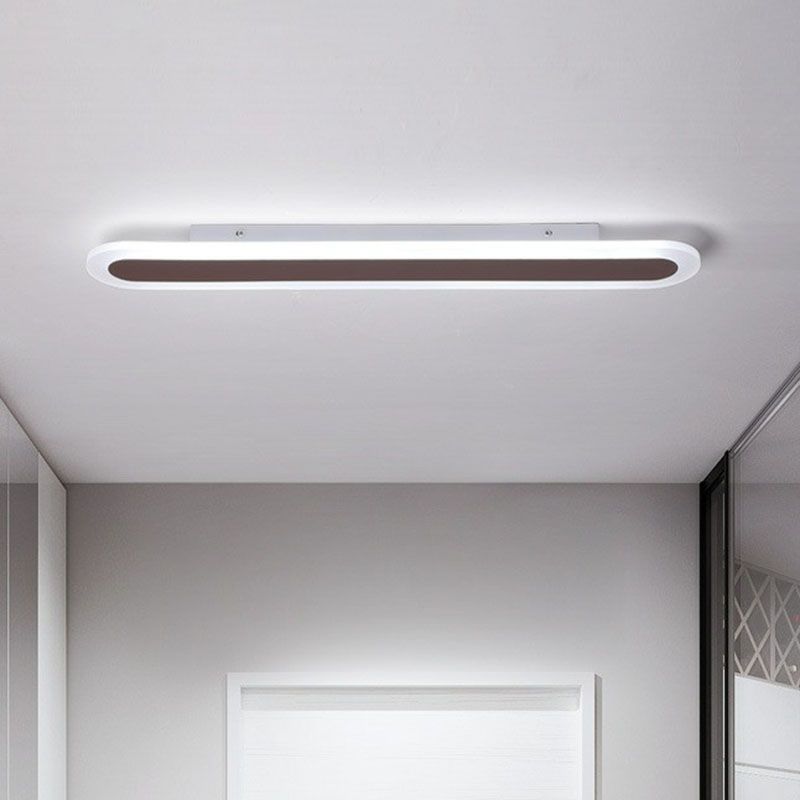 Arisha Minimalist Oval Linear Flush-Mount Ceiling Light in White or Coffee