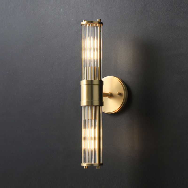 Kristy Cylindrical Gold Glass & Metal Vanity Wall Sconce