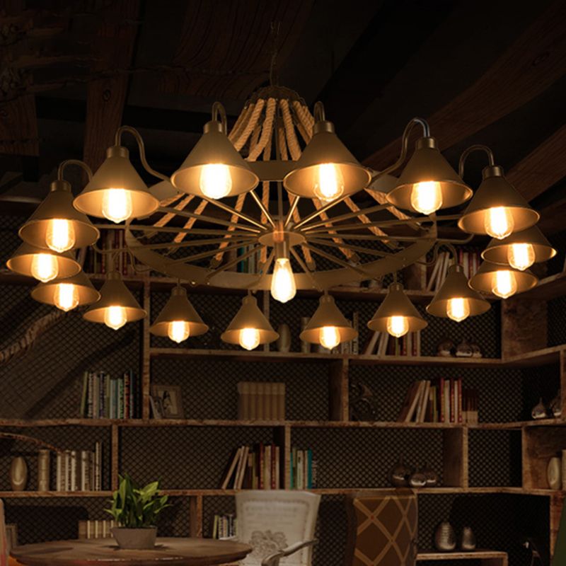 Epoch Vintage Industrial Rope Chandelier for Living Room Lighting