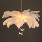 O'Moore Elegant Contemporary Ostrich Feather Chandelier - White