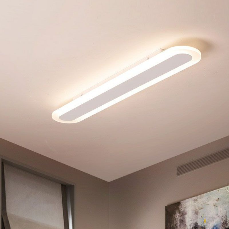 Arisha Minimalist Oval Linear Flush-Mount Ceiling Light in White or Coffee