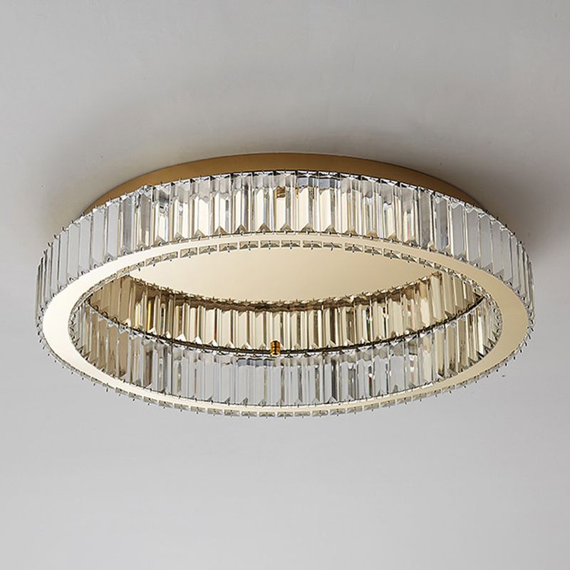 Kristy Modern Art Deco Round Crystal Flush-Mount Ceiling Light in Gold