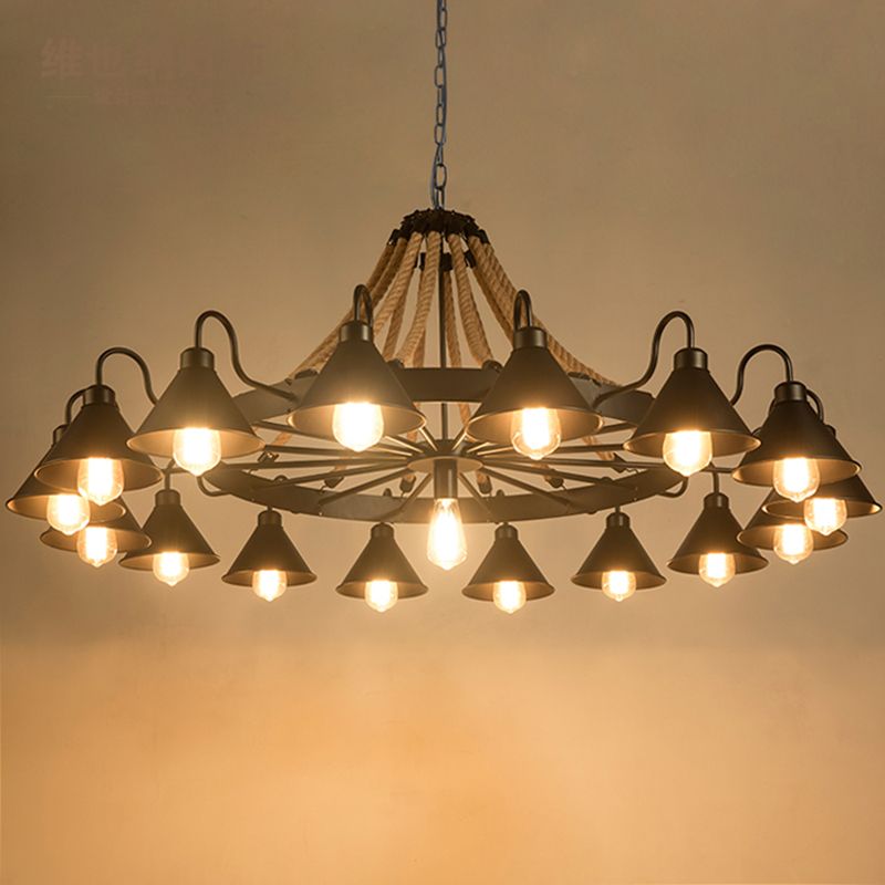Epoch Vintage Industrial Rope Chandelier for Living Room Lighting