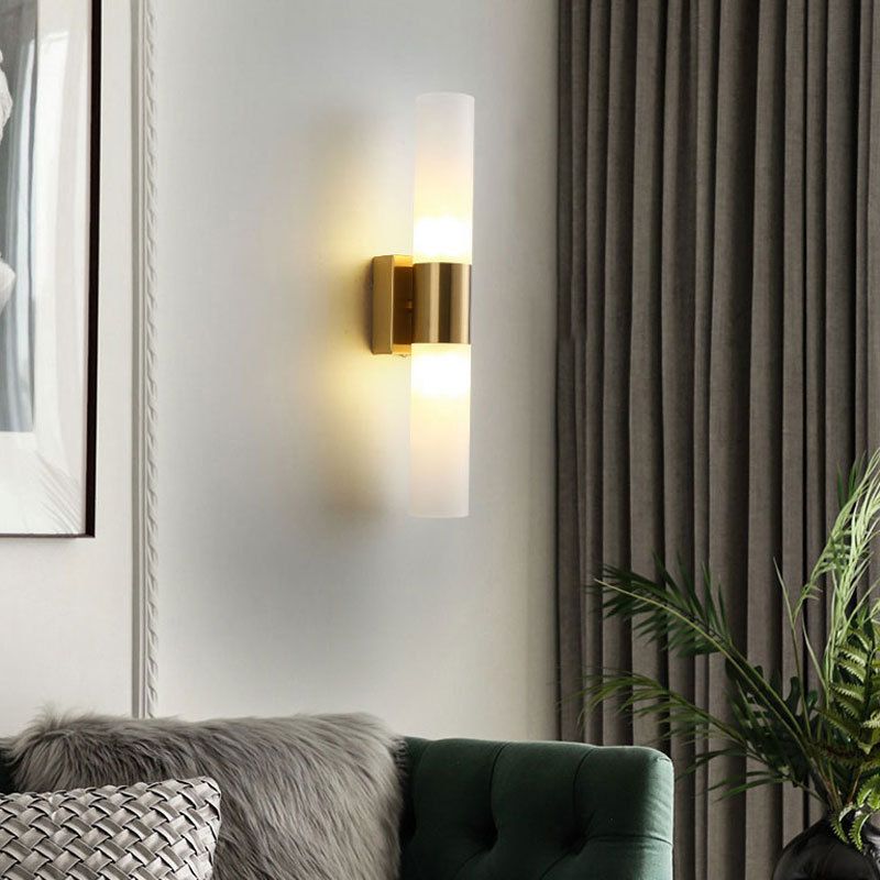 Arisha Modern Two-Light Metal & Glass Vanity Wall Sconce, Black and Gold Finish